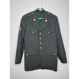 US ARMY Green Uniform Jacket Airborne Sz 41R Pins & Patches Dragon Militaria
